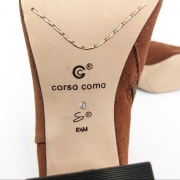 NWT CORSO COMO Tan Cognac Suede Block Heel Booties 8.5 - Picture 8 of 8